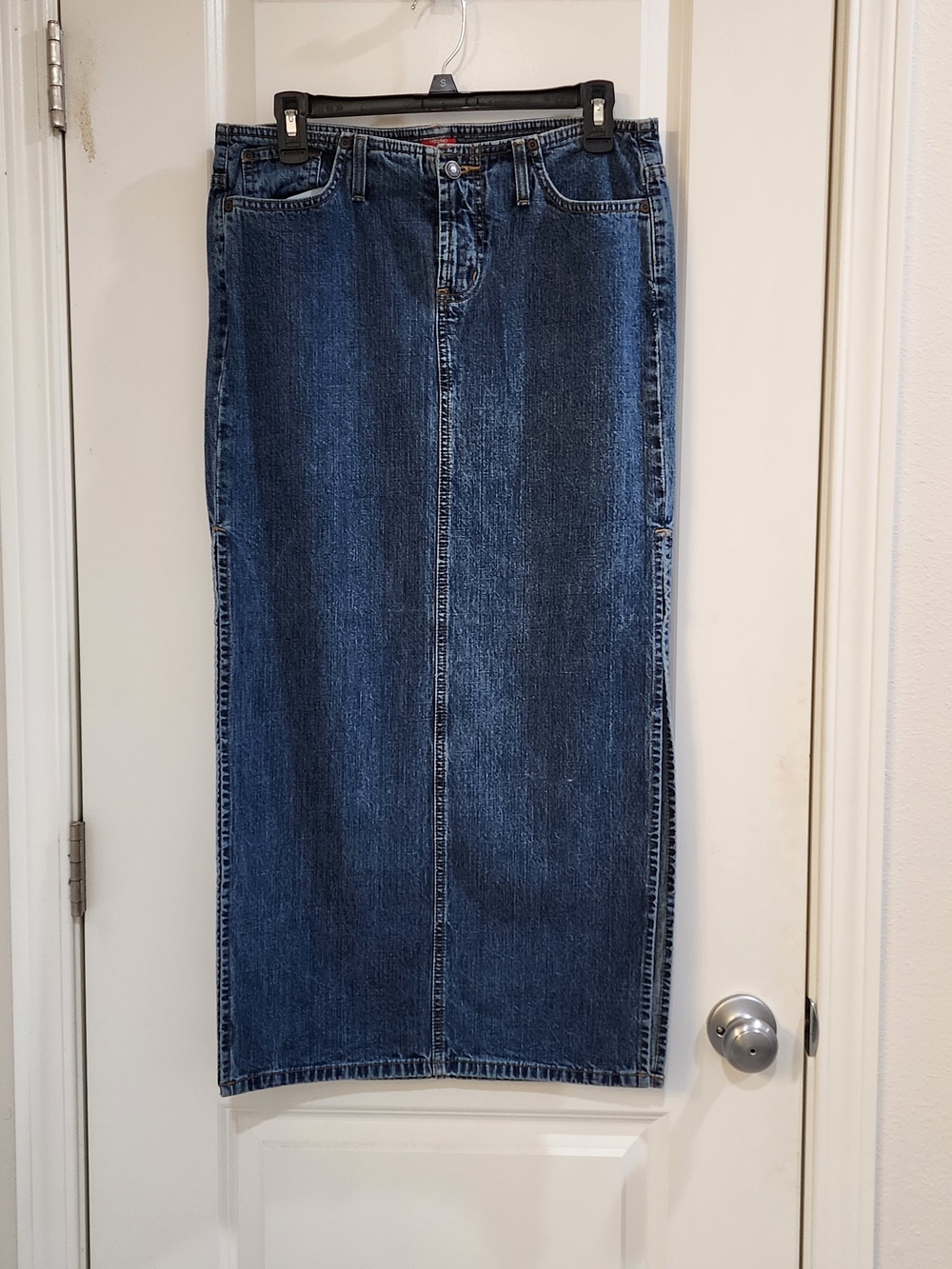 Classic Dark Blue Denim Maxi Skirt